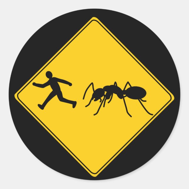 Road Sign- Giant Ant Classic Round Sticker (Front)