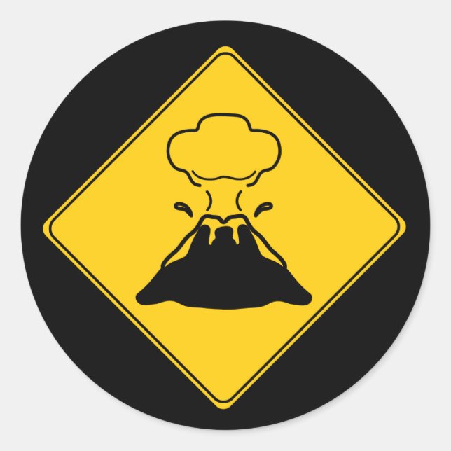 Road Sign- Volcano Classic Round Sticker (Front)