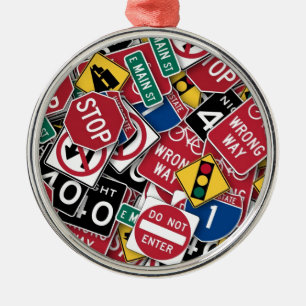 Road signs design metal tree decoration