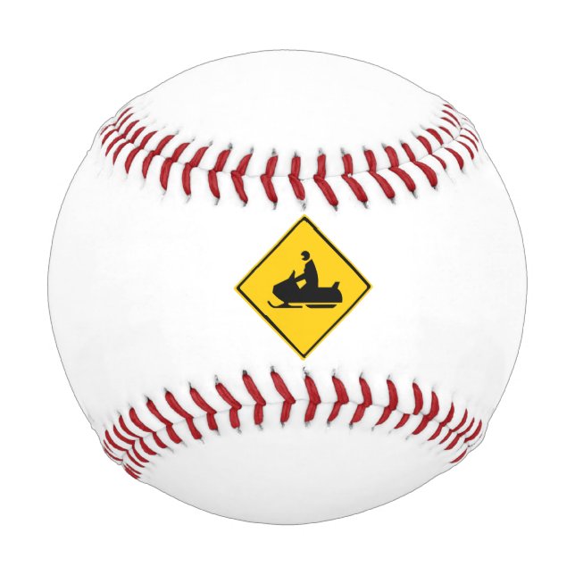 Road Snowmobile Warning Sign Snow Winter Baseball (Front)