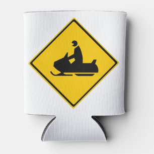 Road Snowmobile Warning Sign Snow Winter Can Cooler