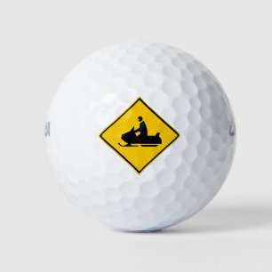 Road Snowmobile Warning Sign Snow Winter Golf Balls