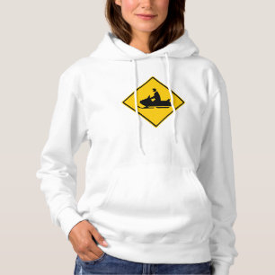 Road Snowmobile Warning Sign Snow Winter Hoodie