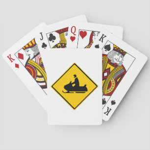 Road Snowmobile Warning Sign Snow Winter Playing Cards