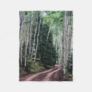 Road Through The Birch Fleece Blanket