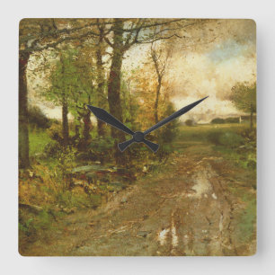 Road Through the Woods Square Wall Clock