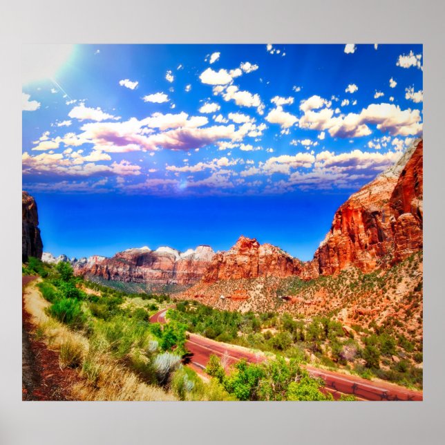 Road Through Zion National Park Poster (Front)