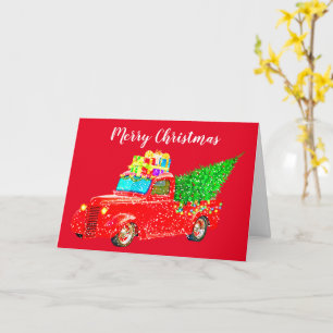 Road To Christmas Red Truck Card