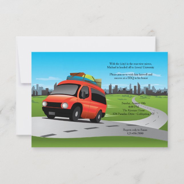 Road To College Party Invitation (Front)