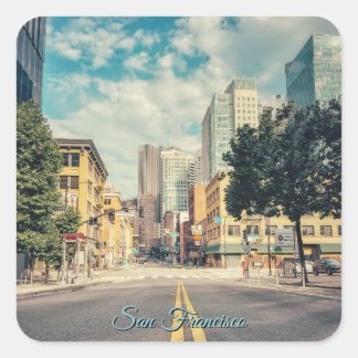Road to Downtown San Francisco Cityscape Square Sticker