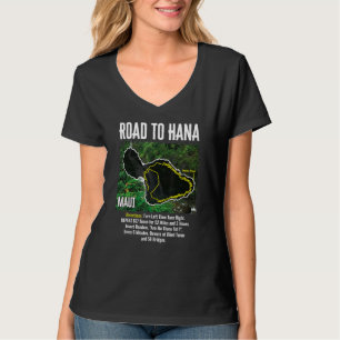 Road To Hana Map Maui Island Surfing Hawaiian Beac T-Shirt