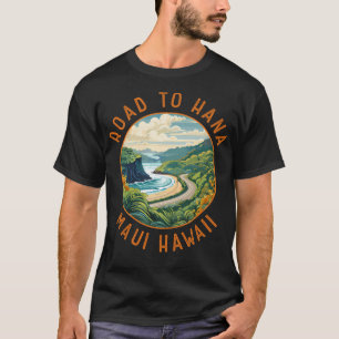 Road To Hana Maui Hawaii Retro Distressed Circle T-Shirt