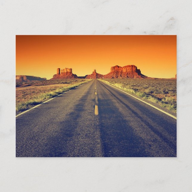 Road To Monument Valley At Sunset Postcard (Front)