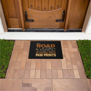 Road to My Heart Paved in Paw Prints Dog Lover Doormat