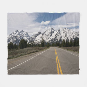 Road to the Teton Mountain Range Fleece Blanket