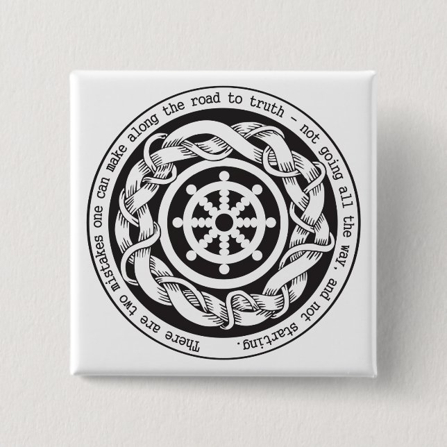 Road to Truth Dharma Wheel 15 Cm Square Badge (Front)