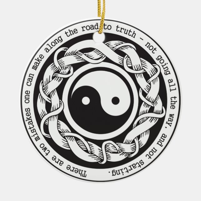 Road to Truth Yin Yang Ceramic Tree Decoration (Front)