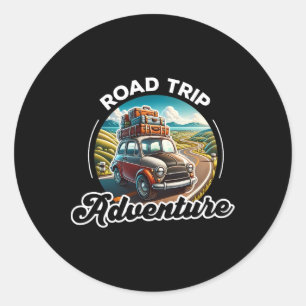 Road Trip Adventure Car Classic Round Sticker