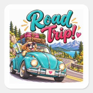 Road Trip Adventure Travel Square Sticker