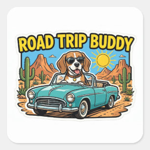 Road Trip Buddy Sticker — Beagle Sunglasses Vintag