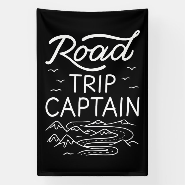 Road Trip Captain I - RV Pilot Camping Vacation Banner (Vertical)