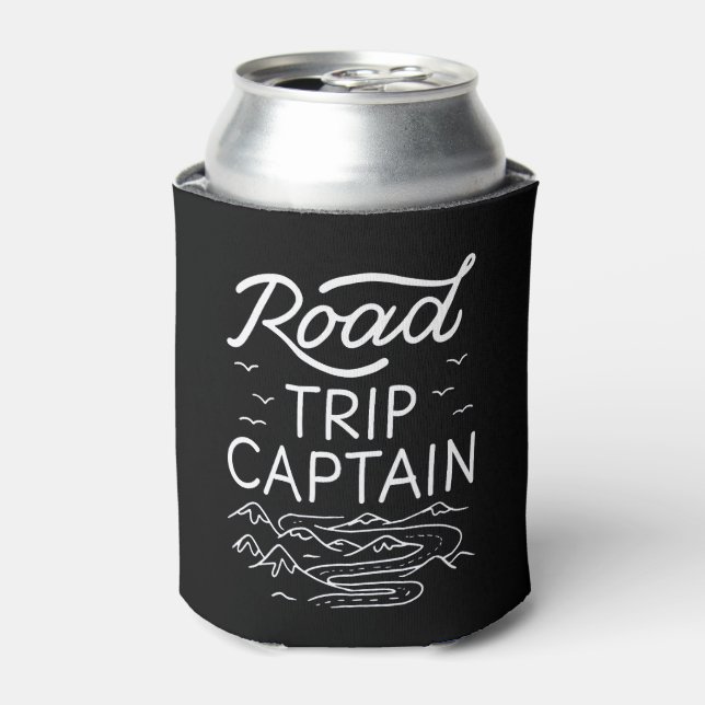 Road Trip Captain I - RV Pilot Camping Vacation Can Cooler (Can Front)