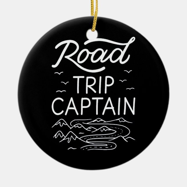 Road Trip Captain I - RV Pilot Camping Vacation Ceramic Tree Decoration (Front)