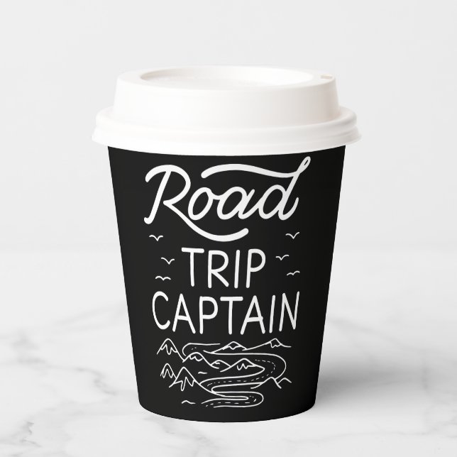 Road Trip Captain I - RV Pilot Camping Vacation Paper Cups (Front)
