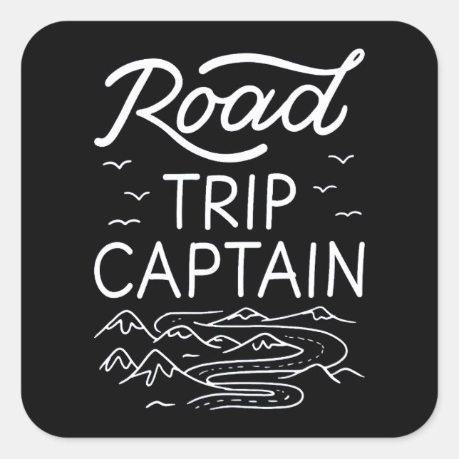 Road Trip Captain I - RV Pilot Camping Vacation Square Sticker (Front)