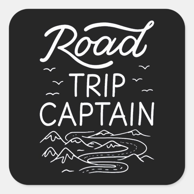 Road Trip Captain I - RV Pilot Camping Vacation Square Sticker (Front)