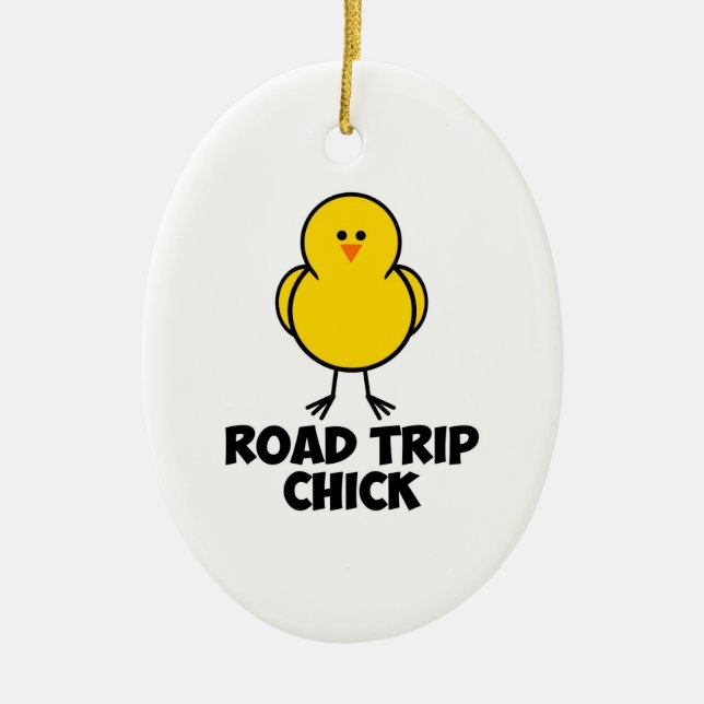 Road Trip Chick Ceramic Tree Decoration (Front)