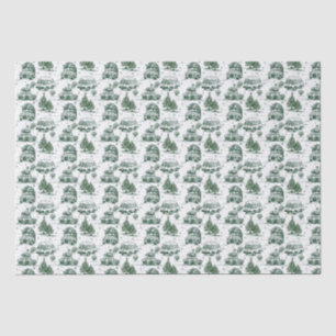 Road trip Christmas holiday toile green Tissue Paper