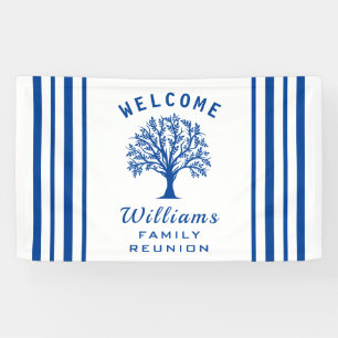 Road Trip Family Reunion Tree Blue And White Banner