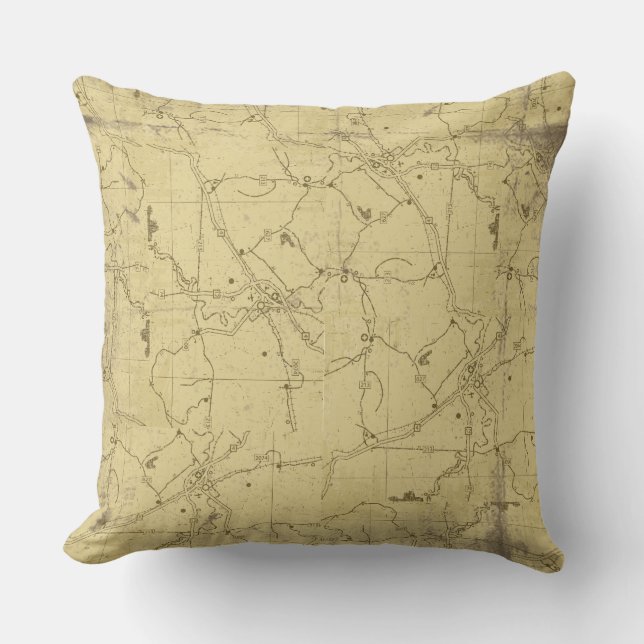 Road Trip Map Throw Pillow (Front)