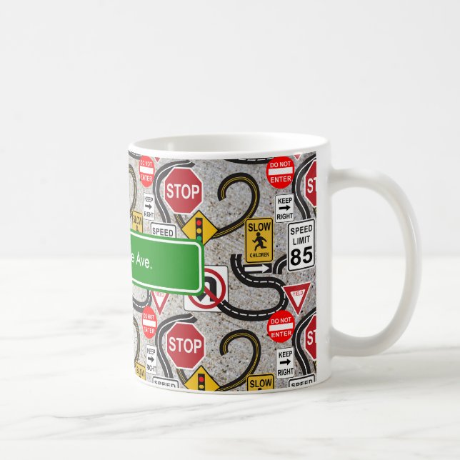 Road Trip Personalised Street Name Coffee Mug (Right)