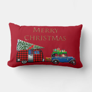 Road Trip Santa Red Lumbar Cushion