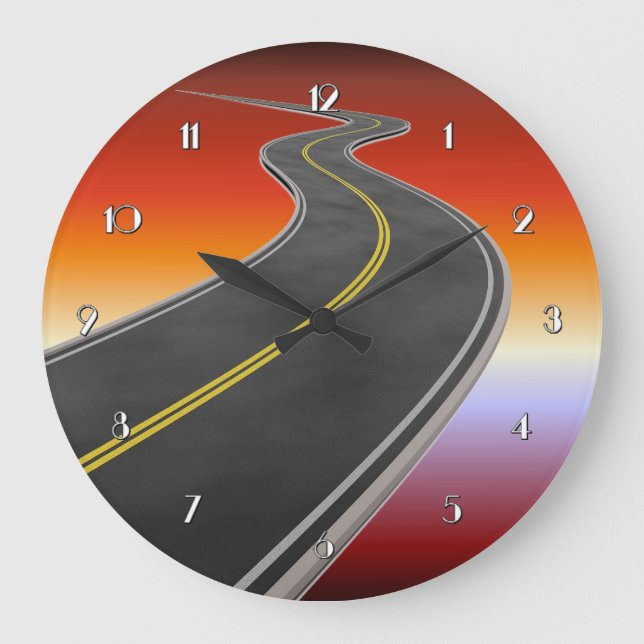 Road Trip Sunset Highway Wall Clock (Front)