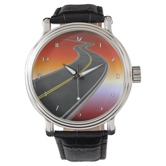 Road Trip Sunset Highway Wrist Watch (Front)