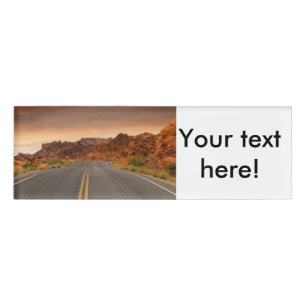 Road trip sunset name tag