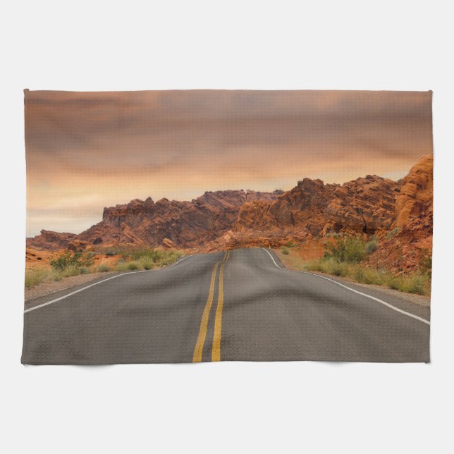 Road trip sunset tea towel (Horizontal)