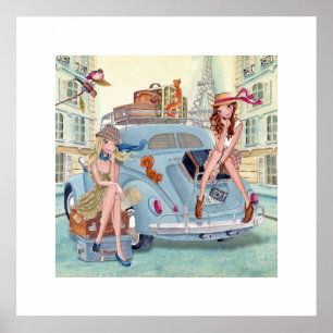 Road trip through Paris girls Poster