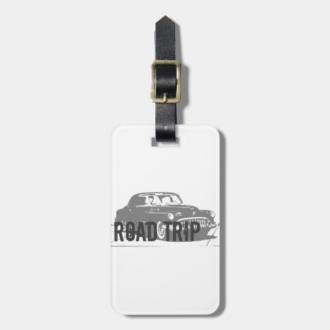 Road Trip Vintage Car Luggage Tag (Front Vertical)