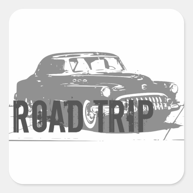 Road Trip Vintage Car Square Sticker (Front)