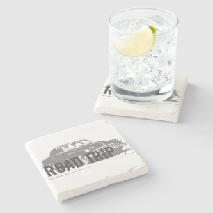 Road Trip Vintage Car Stone Coaster