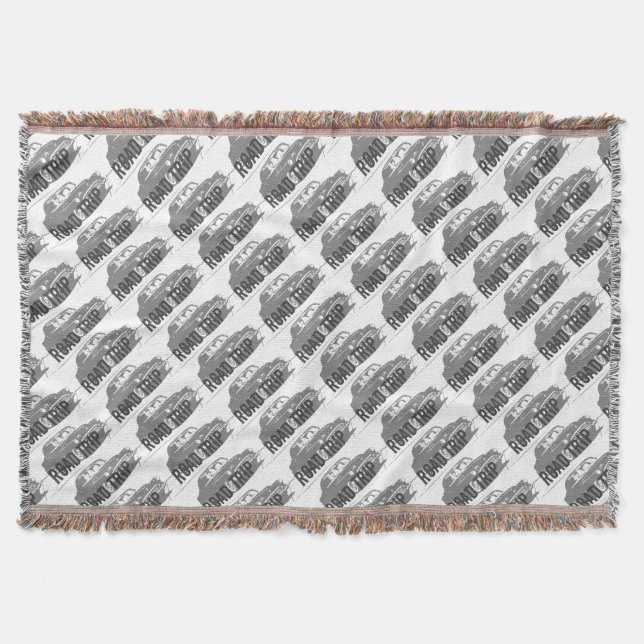 Road Trip Vintage Car Throw Blanket (Front)
