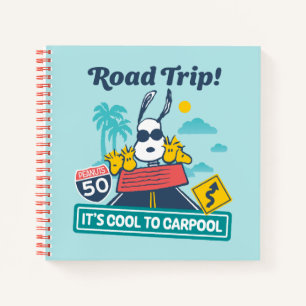 Road Trippin   Peanuts It's Cool To Carpool Notebook
