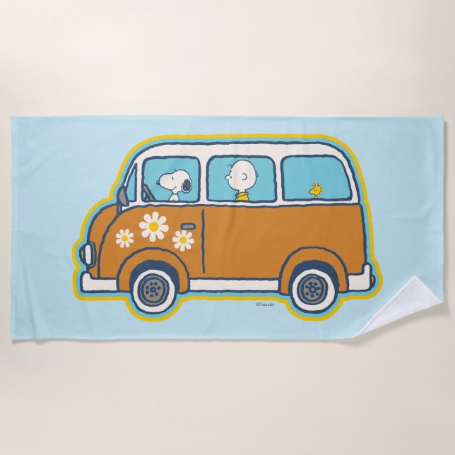 Road Trippin | Peanuts Road Trip Van Beach Towel (Front)