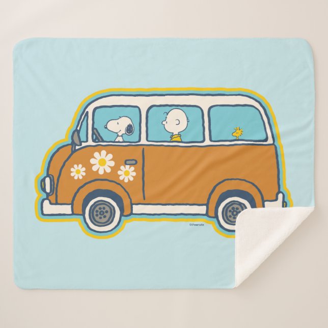 Road Trippin | Peanuts Road Trip Van Sherpa Blanket (Front (Horizontal))
