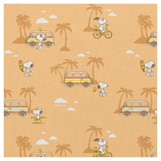 Road Trippin | Peanuts Snoopy Beach Pattern Fabric (Close Up)