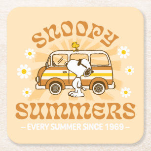 Road Trippin   Peanuts Snoopy Summers Square Paper Coaster